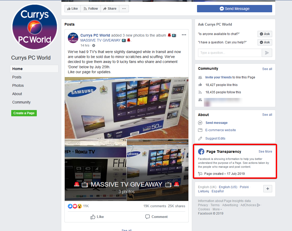 Facebook's 'Page Transparency' & How to know when to spot fake pages!